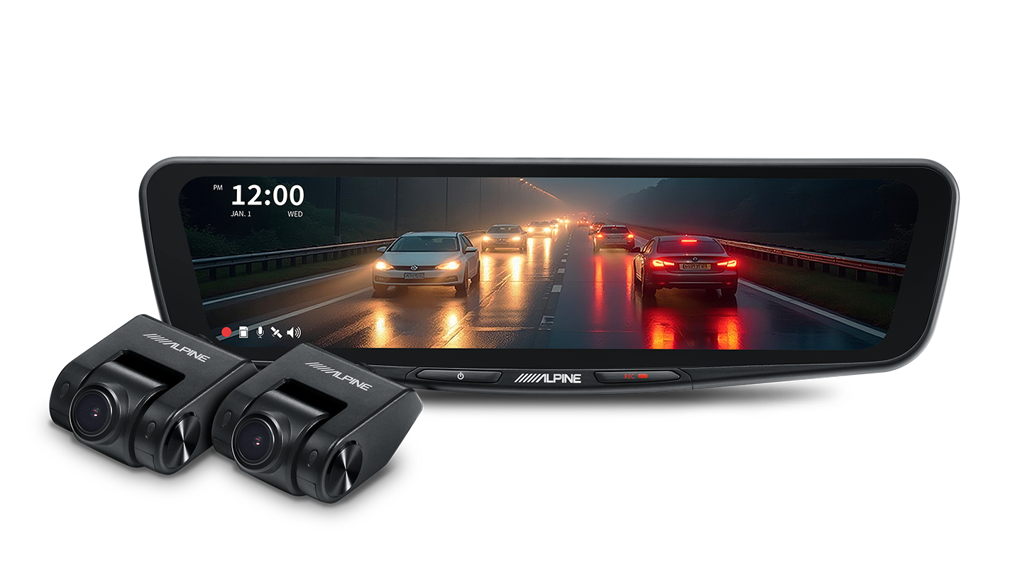 Alpine DVR-DM1000KO-IC 10” Digital E-Mirror with Front and Rear DVR Cameras
