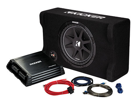 49KKPDF212 – 12″ Sealed Enclosure + Amp + Wiring Kit | Kicker Car Audio – Oz Audio Shop