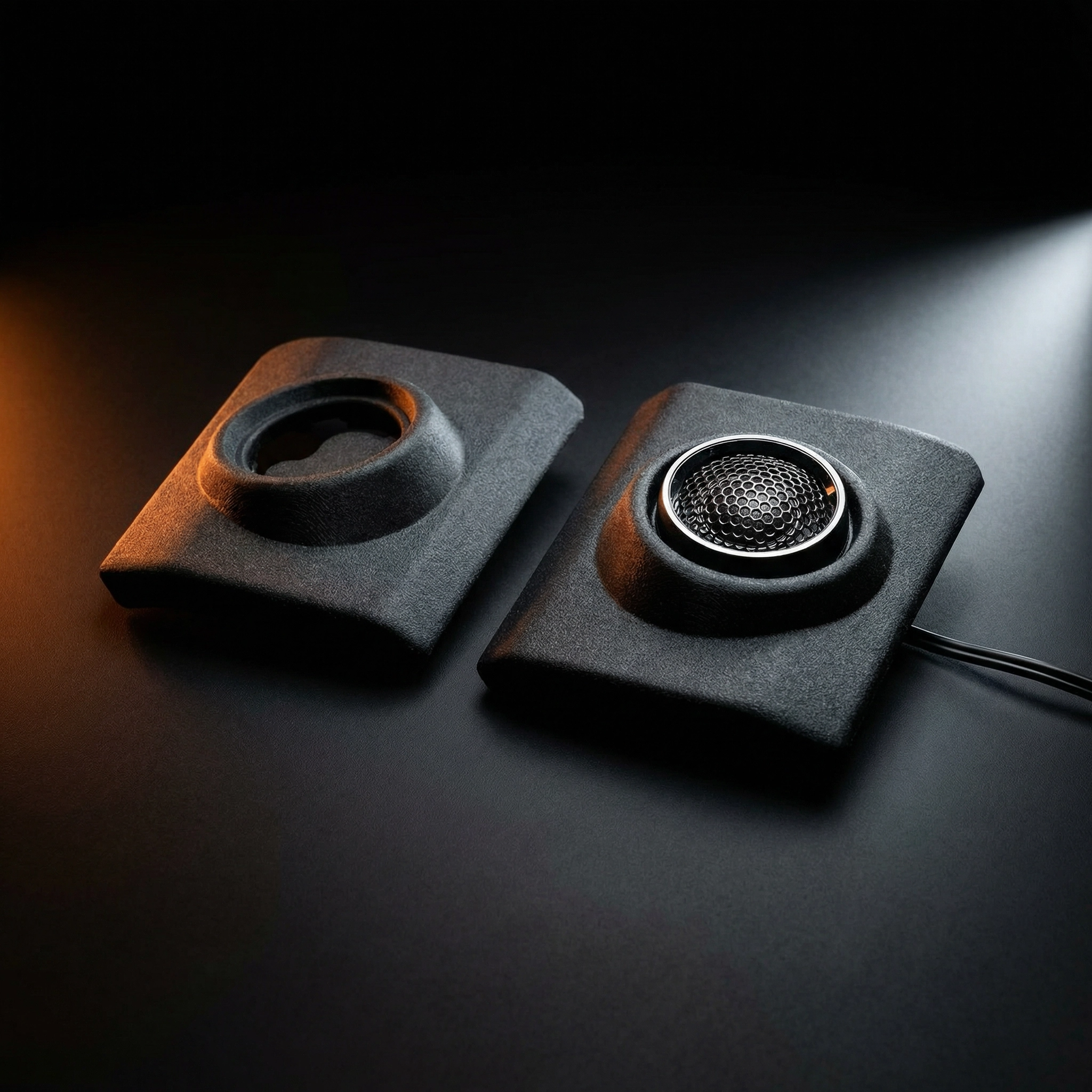 70 Series LandCruiser Dash Tweeter Pods pair with Alpine tweeter installed - 3D printed ASA