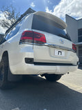 Toyota LandCruiser 200 rear view showing Rear Work Lights Brackets installed in bumper
