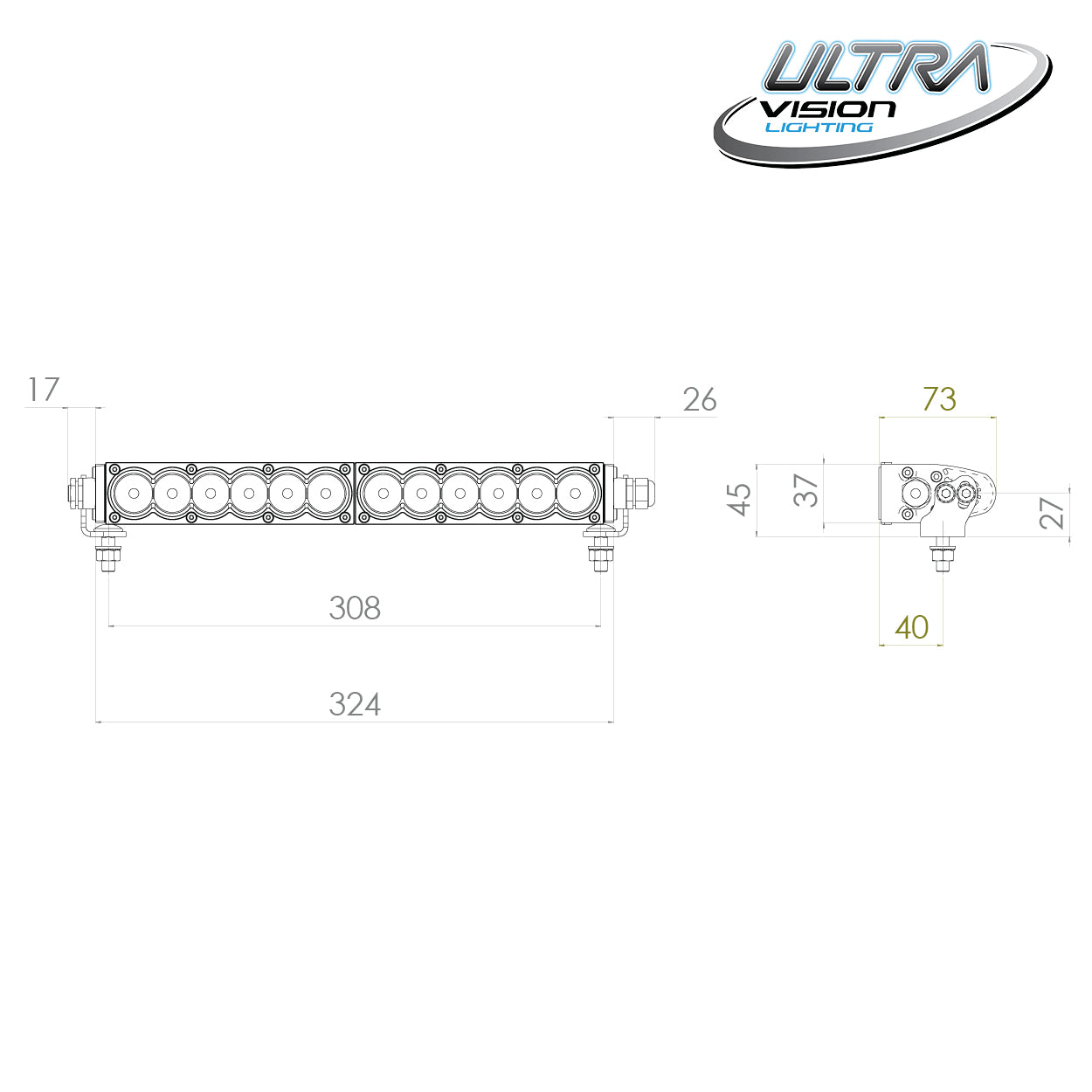 Ultra Vision Raptor 60 LED 14.5" Light Bar