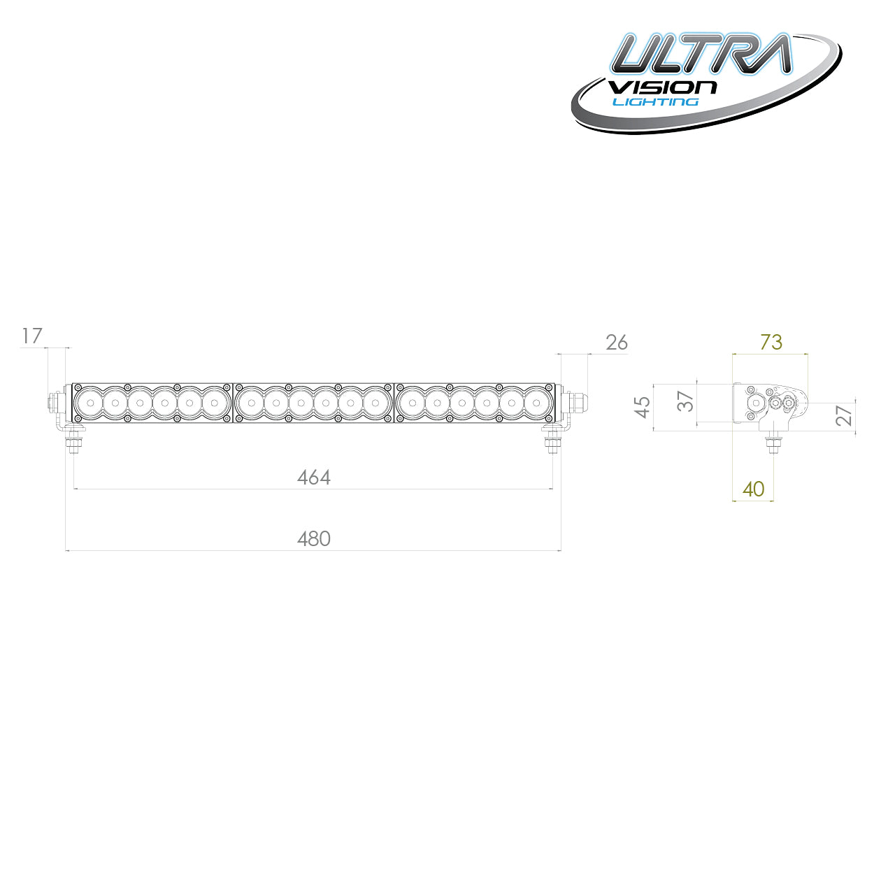Ultra Vision Raptor 90 LED 19.7" Light Bar